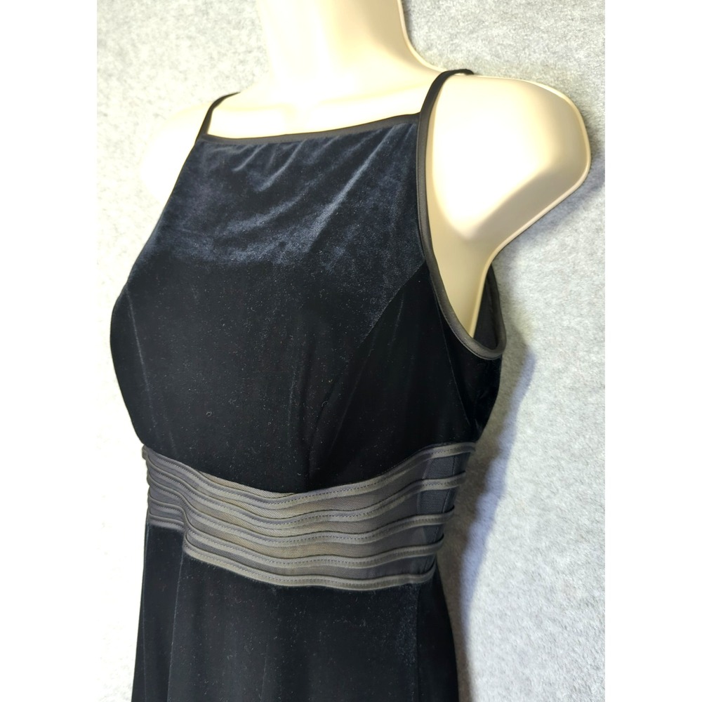 Vtg 90s Betsy & Adam Jaslene Black Velvet Evening Gown 12 Made in USA Whimsigoth